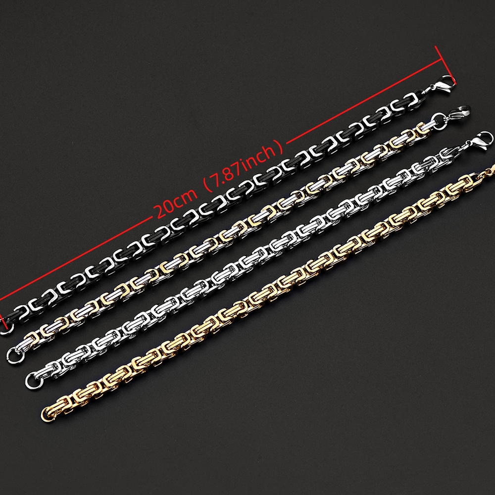 5mm 316L Stainless Steel Golden Plated Imperial Chain Bracelet